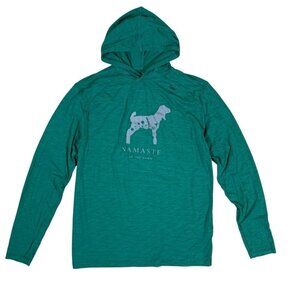 Tasc Green Long Sleeve Mens Hooded Graphic Tee Small Namaste‎ Lightweight Top